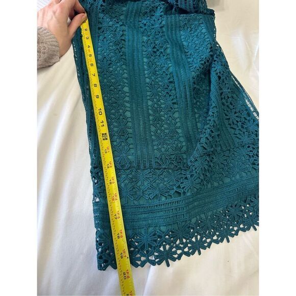 NWT Anthropologie Greylin Stowe Lace Jumpsuit Teal Strapless Wide Leg Size Petit - Picture 8 of 9